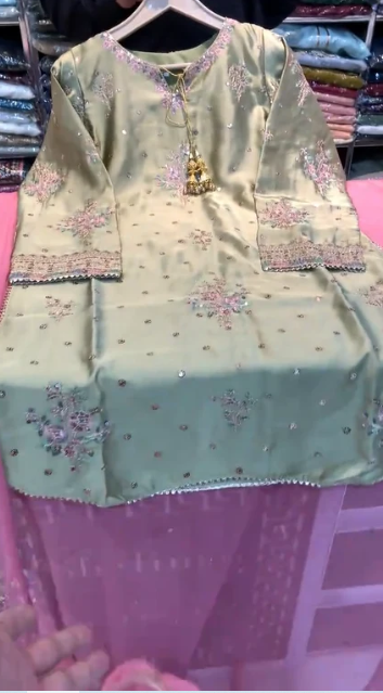 Pink Embroidery 3Pcs Dress
