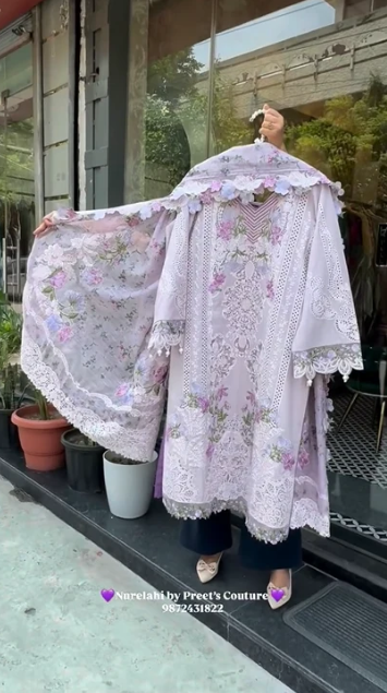 3D Floral Chikankari Suit