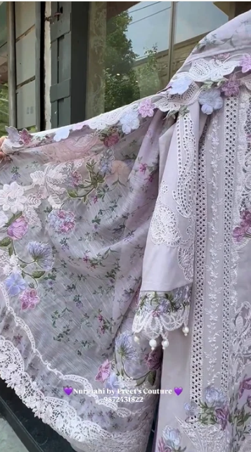 3D Floral Chikankari Suit